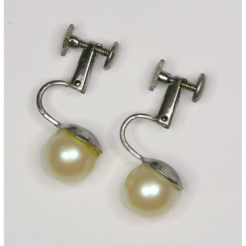 Vintage Faux Pearl Necklace & Clip-On Earrings Set  Mid-Century Jewelry - Picture 7 of 7